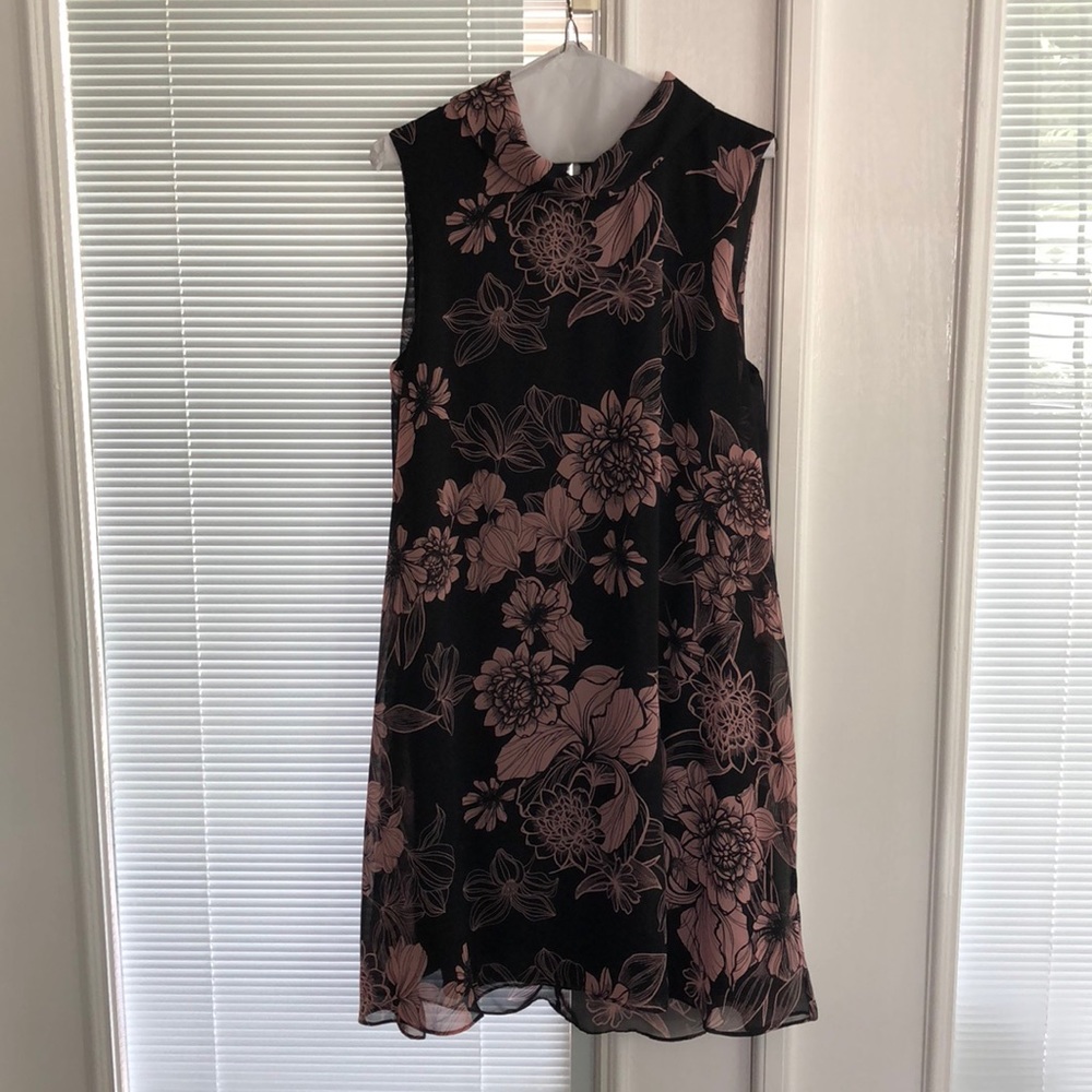 Pink and black floral dress